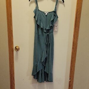 Bar III Teal High Low Ruffle Dress